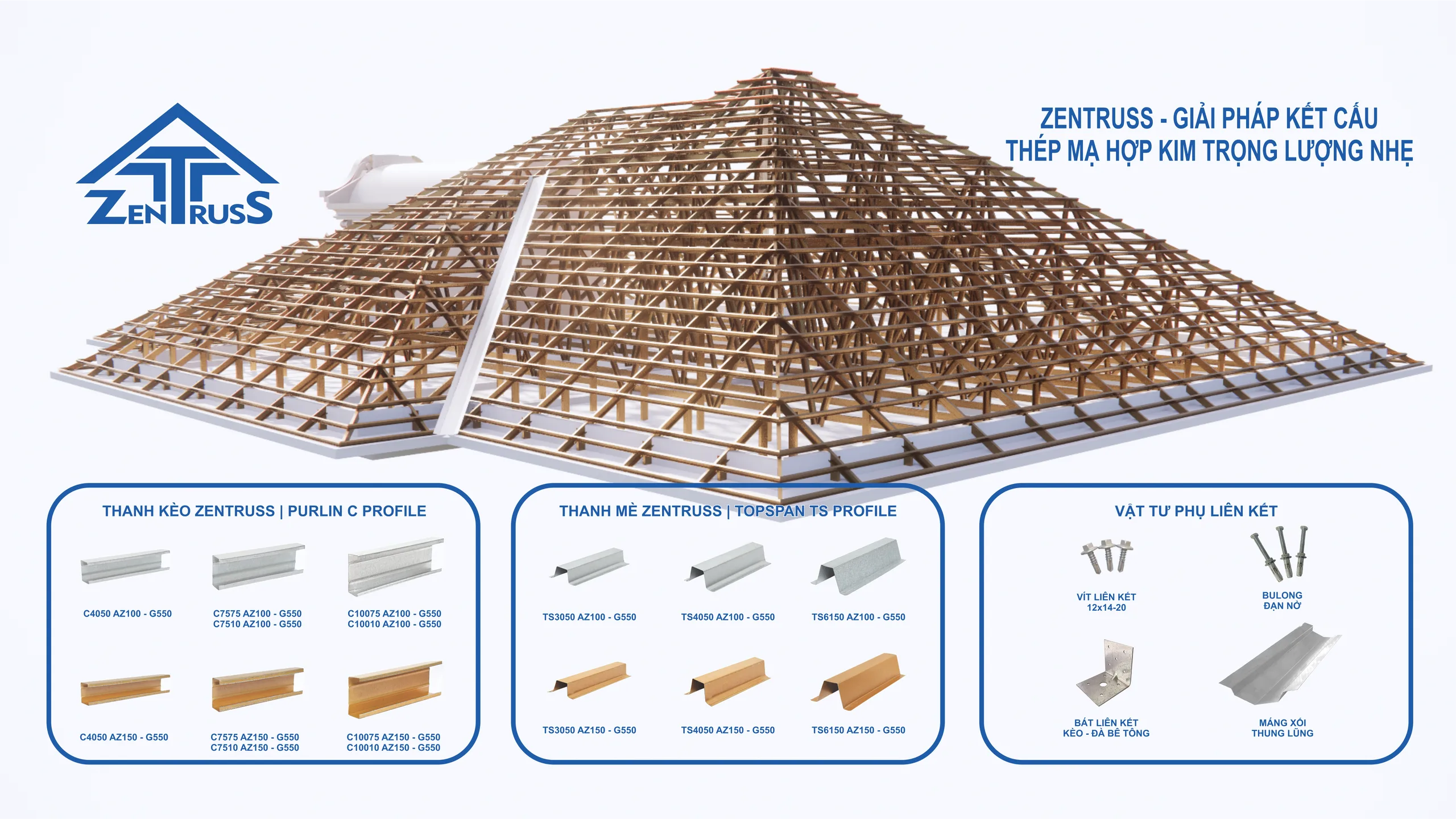 Cung cấp hệ khung kèo thép ZENTRUSS — Mái Ngói Tín Phát